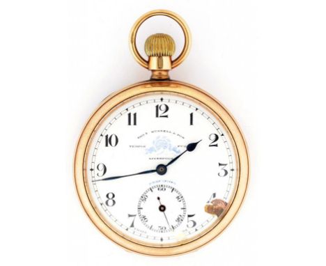 A 9CT GOLD KEYLESS LEVER WATCH, WITH SWISS MOVEMENT, RETAILED BY THOMAS RUSSELL & SON, CHESTER 1921