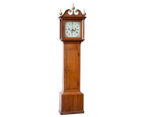 A VICTORIAN OAK 8 DAY LONGCASE CLOCK,WITH PAINTED DIAL INSCRIBED BRODERICK SPALDING, 215CM H