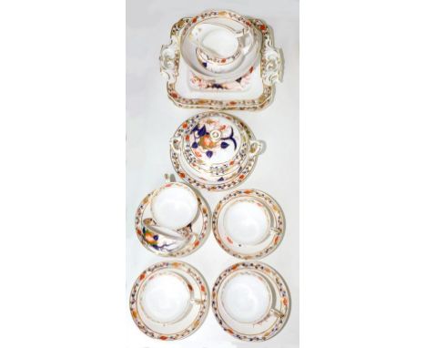 A DERBY JAPAN PATTERN TEA SERVICE, RED PAINTED CIRCULAR MARK, CIRCA 1820