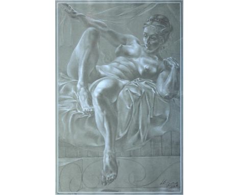 20TH CENTURY SCHOOL - AMOR EXPECTANT, LITHOGRAPH ON COLOURED PAPER, NUMBERED IN INK 174
