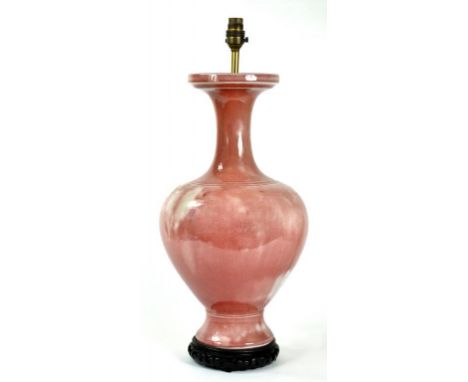 A SOUTH EAST ASIAN SANG DE BOEUF GLAZED VASE, MOUNTED AS A LAMP, 50CM H, EXCLUDING FITMENT, 20TH CENTURY 