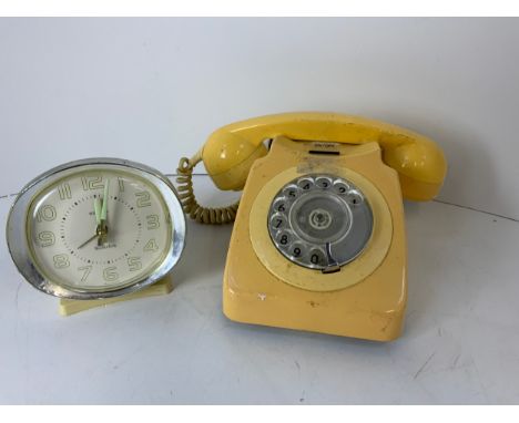 Westclox Alarm Clock and Vintage Telephone 
