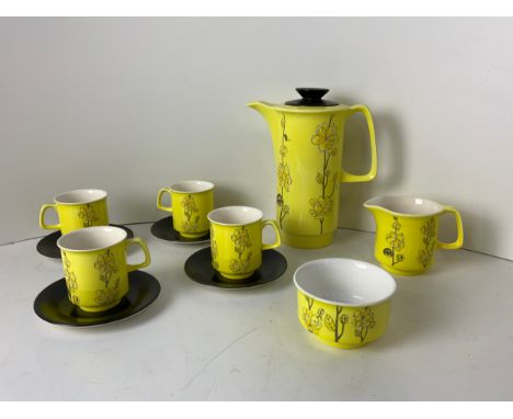 Vintage Crown Devon Fieldings Yellow Coffee Set 