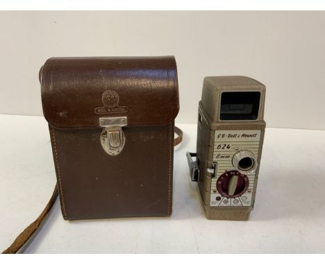 Leather Cased Bell and Howell Movie Camera 