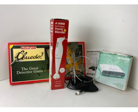 Hitachi Alarm Clock, Blender, Cluedo and Jensen Antenna 