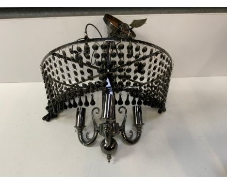 Large Black Beaded Chandelier Ceiling Light 
