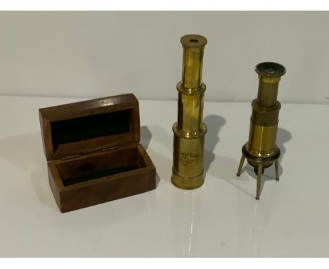 W. Ottway &amp; Co Ltd Cased Mini Telescope and Brass Mini Microscope 