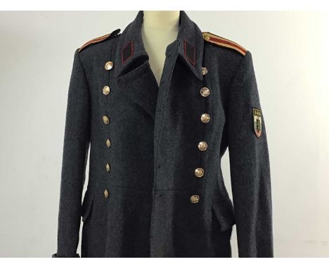 BULGARIAN MILITARY OVERCOAT SECOND HALF OF THE 20TH CENTURY double breasted, with stitched arm patch