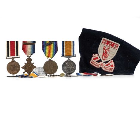 SERVICE MEDAL GROUP, AWARDED TO J. PERCY  WWI-PERIOD comprising a the 1914 Mons Star with dated bar (inscribed 843 Pte. ... H