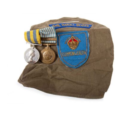 ELIZABETH II KOREA MEDAL AND UN KOREA MEDAL the first awarded to 22741977 Pte. R. Gillespie R.S., together with a small canva