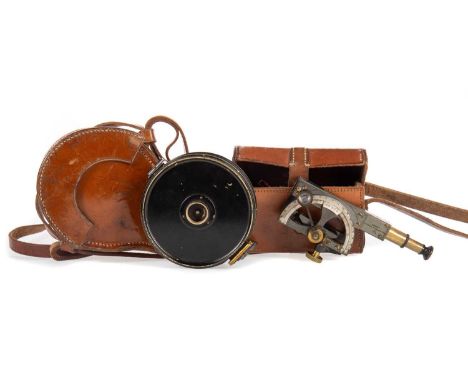 TROUGHTON &amp; SIMMS, PRECISION LEVEL CIRCA 1917 stamped marks, along with a Hall Bro. compass, both in fitted leather cases