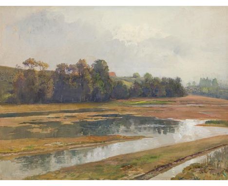 Marie Egner"In der Au nach dem Regen"um 1884Gouache auf Papier auf Karton45,5 x 59,5 cmSigniert rechts unten: M. EgnerAnkauf 