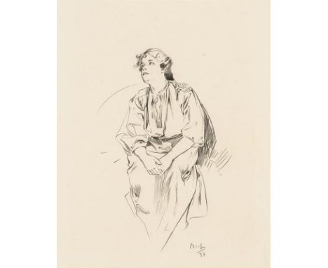 Alfons MuchaSitzendes Mädchen in Tracht1897Graphit auf Papier27,7 x 23,8 cmSigniert und datiert rechts unten: Mucha / (18)971