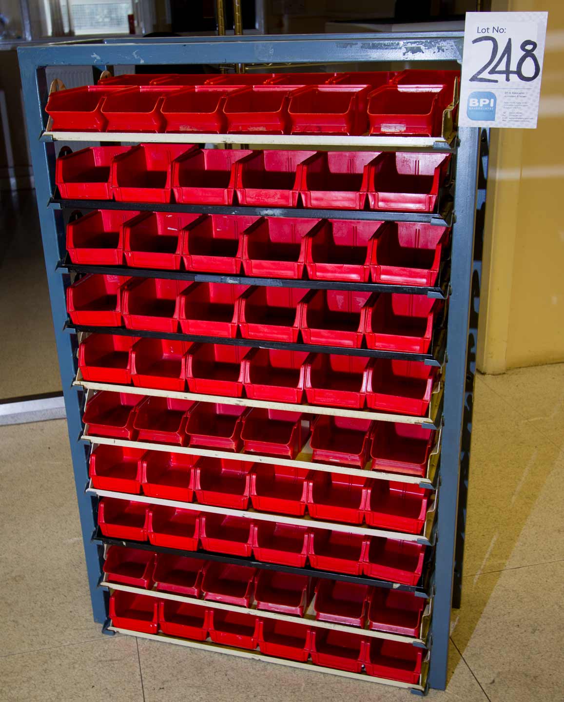 "Lin Bin" Wall Storage Racks incl Trays and Bins Appraisal Used Serial