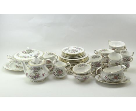 A vintage Royal Standard part dinner and tea service, in the 'Mandarin' pattern, including teapot, teacups, saucers, dinner p