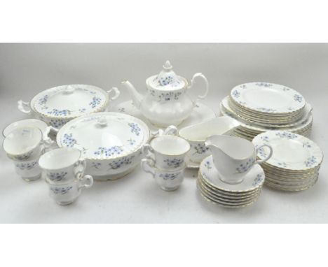 Richmond part tea and dinner service, in the 'Blue Rock' pattern, including cups and saucers, tureens, plates, a teapot, milk