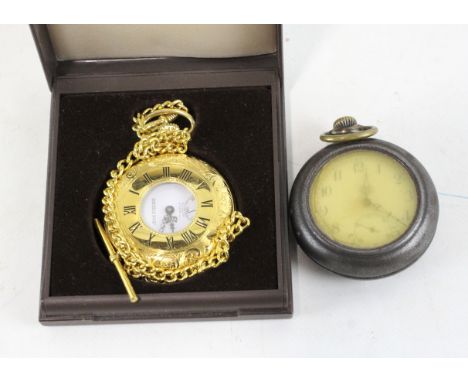 Two 20th century pocket watches, one with a silver case and enamel dial with Arabic numerals, in a continental case, the othe