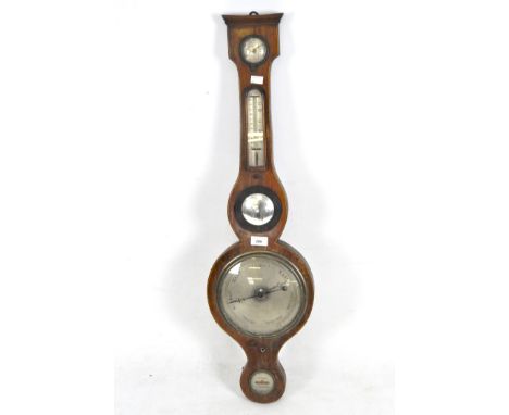 A late 19th/early 20th century mahogany aneroid banjo wall barometer, Joseph Weare, Wincanton, height 92cm