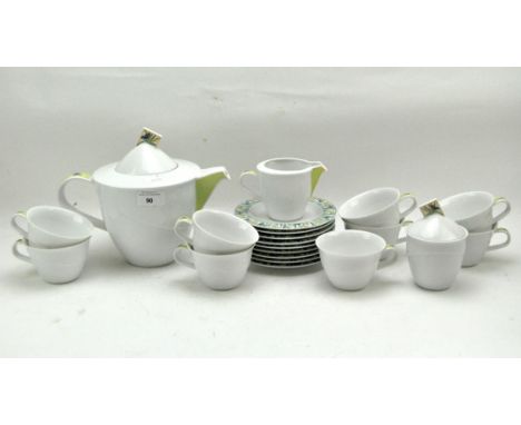 A Rosenthal part tea service, decorated with flowers and butterflies, including cups and saucers, a teapot, milk jug and suga