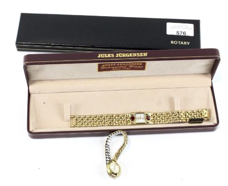 Two ladies wristwatches, one being a Rotary 17 jewel, the other a Jules Jurgensen, both in branded boxes