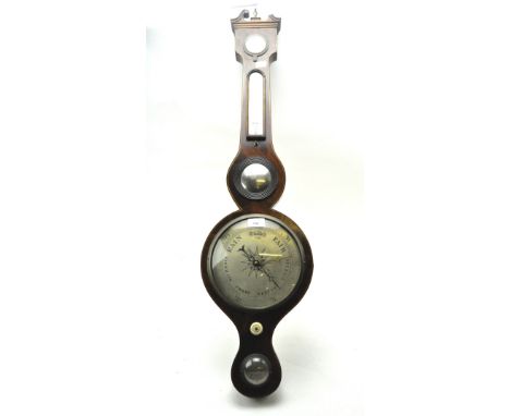 A 19th century mahogany cased wall barometer by J Gilardi of Bristol, the case with inlaid pinstriping to the border, approxi