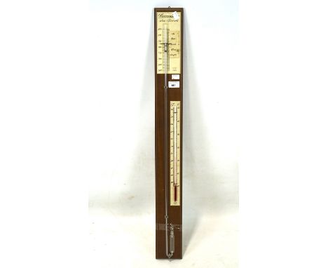 A Selon Torricelli stick barometer, on a wood mount, height 91cm