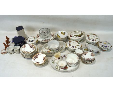 A Royal Worcester part dinner service, in the 'Evesham' pattern, including plates, bowls, dishes and more
