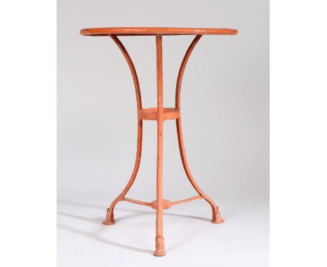 Arras Bistro table, circa 1910, the circular top above arched legs and hoof feet, 50cm wide, 67cm high