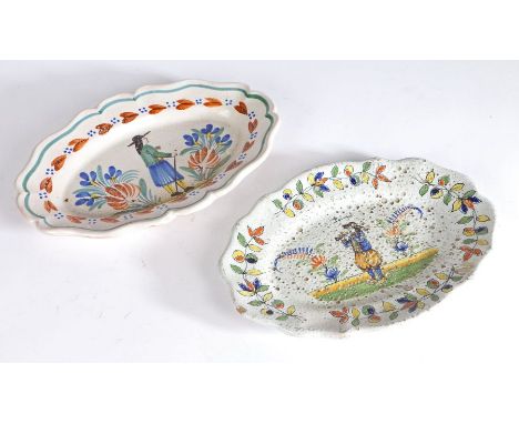 Two French Quimper ware dishes, both polychrome painted, 31cm wide and 33cm wide, (2)