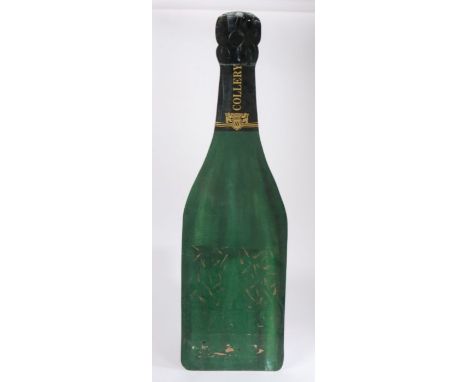 Champagne Collery, an advertising painted panel in the form of a bottle of champagne,&nbsp;34cm wide, 115cm high
