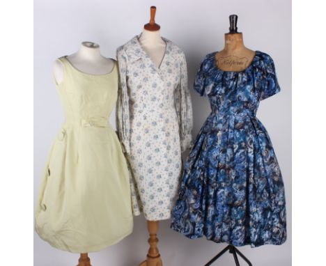 A 1960s Romney Model cotton floral dress; with an early 1960s Robert Dorland yellow cocktail dress, a St. Michael green cotto