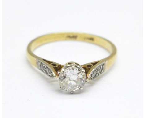 An 18ct gold and diamond ring, approximately 0.40carat diamond weight, 2g, K 