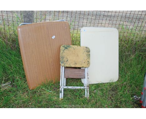 Two caravan picnic tables and a kitchen step stool/seat