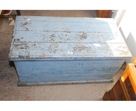 Painted pine trunk, 40" long x 18" high x 21" deep.