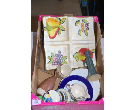 A four section hors douevre's dish, candlestick, china, etc.