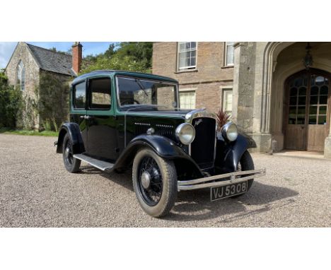 A local restored 87 year old Austin 10 / Ten - Four Saloon Car in black coachwork with green details, registration no: VJ 530