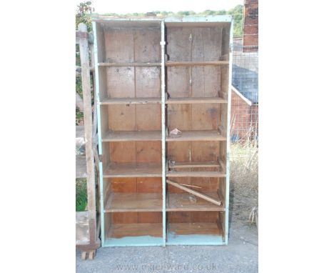 12 sectional wooden shelf unit 75'' high x 42'' wide x 17'' deep, a/f