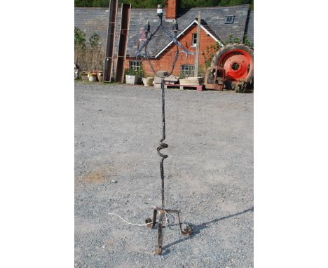 Wrought iron three lamp standard lamp