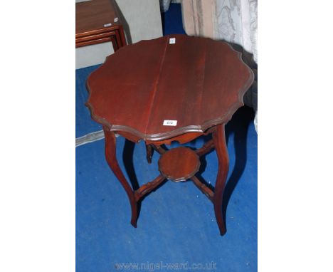 A pie crust edged occasional table (top split) with under shelf.