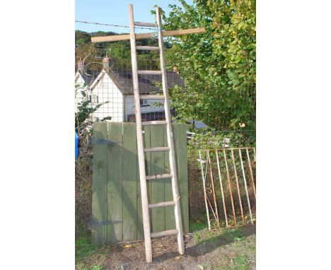 Nine rung wooden ladder