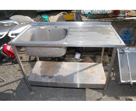 Stainless steel commercial sink unit with under shelf