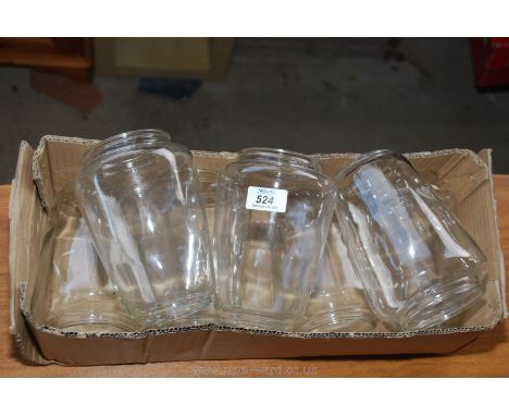 A quantity of storm lamp glasses