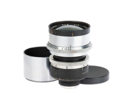 A J. H. Dallmeyer Speed f/1.5 3" Lens, cine C mount, black/chrome, serial no. 318167, body, VG, elements, VG, some light inte