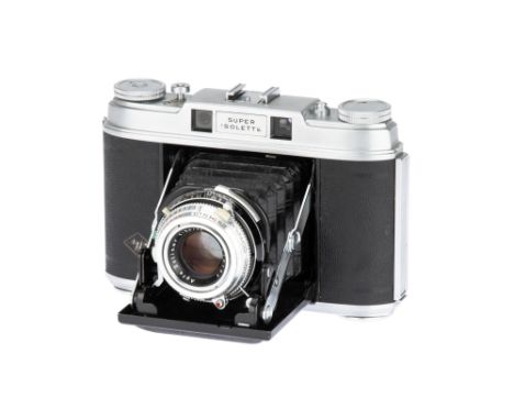 An Agfa Super Isolette Medium Format Rangefinder Camera, 1954-1960, chrome, serial no. UO 1699, with Agfa Solinar f/3.5 75mm 