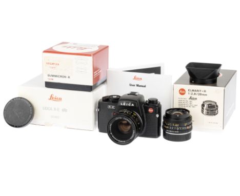 A Leica R-E SLR Camera Outfit, 1991, black, serial no. 1797471, with Leitz Summicron-R f/2 50mm lens, 1978, black, serial no.