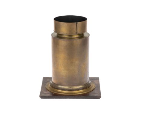 An A. Ross Early Brass Camera Lens, 1850, brass, serial no. 3816, body G-VG, optics G-VG, some light separation to front grou