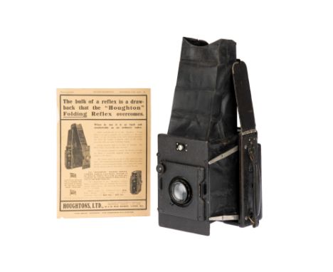 A Houghton Folding Reflex Quarter Plate SLR Camera, 1910, black, serial no. 145, with Carl Zeiss Jena Tessar f/4.5 15cm lens,