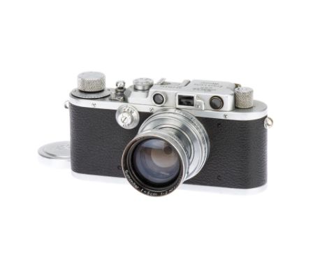 A Leica III 'British RAF Military' Rangefinder Camera, 1937, chrome, serial no. 236836, with Leitz Summitar f/2 50mm lens, 19