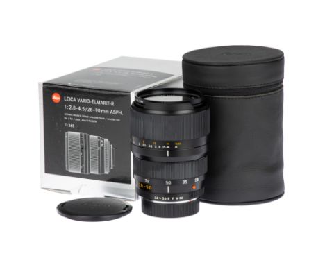 A Leica Vario-Elmarit-R f/2.8-4.5 28-90mm ASPH Lens, 2003, black, serial no. 3974672, body, VG-E, elements, VG, complete with