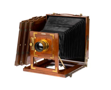 An Early Butcher &amp; Son 'The National Camera' 10" x 12" Mahogany &amp; Brass Camera, 1902-1920, mahogany &amp; brass, doub